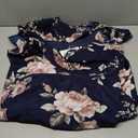 PopReal Mommy and Me Dresses Floral Print Cold Shoulder Ruffle Backless Strap Romper Beach Midi Dress Summer (Blue, XL)