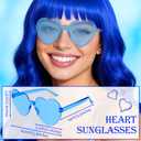 Royal Blue Wig for Women Long Wavy Wigs Heart Sunglasses Pack, Colorful Curly Long Hair with Air Bangs Funny Party Supplies for Nightclubs Music Festival Drag Queen Theme Party Fashion Show, Royal Blue