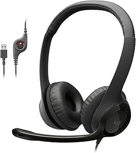 2512MEG23BL9 Logitech H390 USB Computer Headset Black  Noise Cancelling Microphone