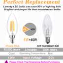 E14 LED Bulb Dimmable,110V 400LM 40W Equivalent Neutral White 4000K,E14 European Base Candelabra Bulbs,C35 Clear Vintage Torpedo Shape Bulb for Chandeliers,Pendant,Ceiling Fan(6-Pack)