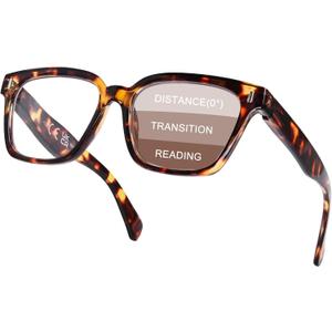 Progressive Multifocal Reading Glasses for Women Men, Anti Glare Blue Light Blocking Multifocus Computer Glasses (Tortoise)