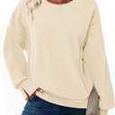 Zeagoo Women's Casual Sweatshirts Crewneck Long Sleeve Fuzzy Fleece Jackets Side Slit Midweight Pullover Fall Fashion 2025 (M)