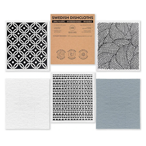 SUPERSCANDI 5 Pack Swedish Dishcloths for Kitchen - 100% Biodegradable & Compostable, Reusable Paper Towels Washable, Food-Safe & Without Plastic - Dish Rags Suitable for Any Surface, Scandi White