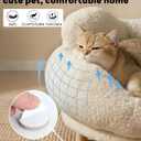 Elevated Cat Bed & Small Dog Sofa with Wood Legs - Mid-Century Modern Pet Furniture, Round Faux Fur Calming Chair for Indoor Cats & Puppies up to 55lbs, Fluffy Washable Cover(24") (white)