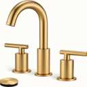 Bathroom Faucet 3 Hole, 8 Inch Widespread with Pop-up Drain, 2 Handle Sink Faucet, Modern Vanity Faucet for Bathroom Sink with 360 Swivel Spout Brushed Gold