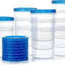 Food Storage Containers with Twist Top Lids, Ultra Thick Airtight Plastic Containers for Soup, Leftover, Ice Cream, Overnight Oats, BPA Free Stackable Freezer Containers [12 Pack-32 oz]