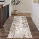 2x5 Washable Runner Rug Brown Grey Abstract Non Slip Soft Low Pile Hallway Kitchen Rug Neutral Modern Carpet for Laundry Bathroom Bedroom Living Room Home Decor