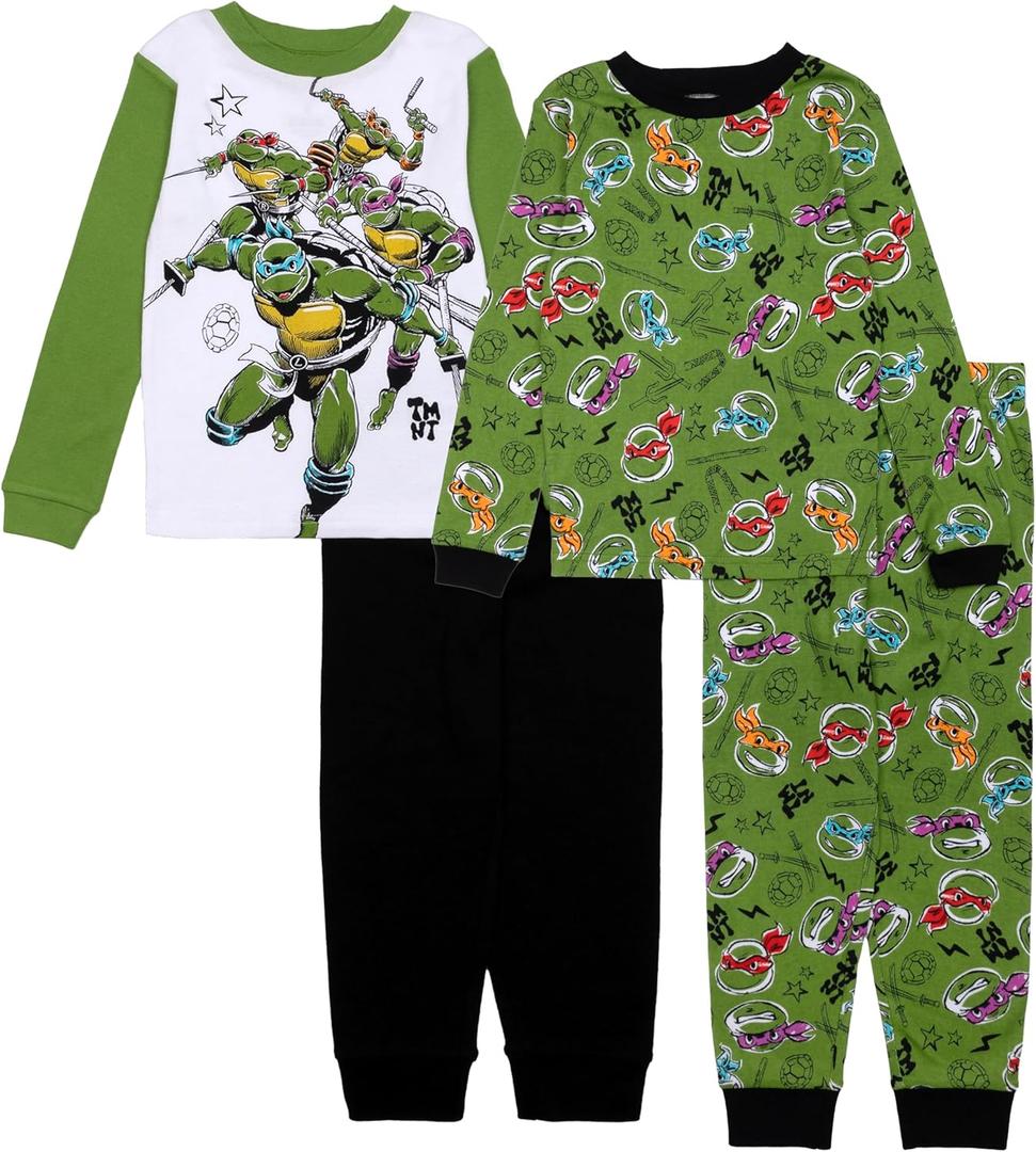 Nickelodeon Boys' 4-piece Snug-fit Cotton Short-Sleeve Matching Pajama Set, Soft & Cute for Kids (8, Tmnt Dudes)