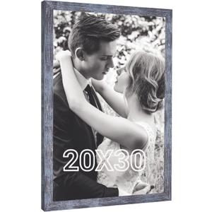 20x30 Frame Rustic Blue, 30x20 Picture Poster Frame, Horizontal Vertical Hanging, Large 20 by 30 Wall Gallery Family Concert Portrait Photo Frame Anniversary/Birthday/Wedding/Thank you/Christmas Gift, 20x30in