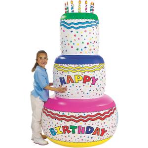 Fun Express Giant Inflatable Birthday Cake Party Decoration (6 feet Tall) Blow Up Birthday Decor for Indoor or Outside