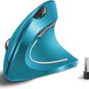 Vassink Ergonomic Wireless Mouse, Rechargeable Mouse 2.4Hz Vertical Wireless Optical Mice with USB Receiver, 6 Buttons for PC,Laptop,etc Blue