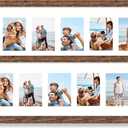 8x24 Picture Frame 2 Pack, Rustic Brown Wood Frame with Tempered Glass, Display Pictures Multiple Five 4x6 With Mat or 8 x 24 Without Mat - Horizontal or Vertical Wall Mounting