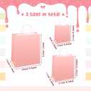 Sabary 75 Pcs Kraft Paper Gift Bags with Handles Paper Tote for Gift Bags Shopping Return Business Retail Party Merchandise, 3 Sizes(Pink)