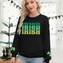 St Patricks Day Sweatshirt Women Shamrock Sweater Notre Dame Shirts Clover Top Irish Gift Long Sleeve Pullover (M)
