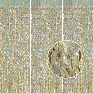 Champagne Gold Foil Fringe Backdrop 3 Pack 3.3 ft x 6.6 ft Sparkle Tinsel Foil Fringe Backdrop Curtains for Birthday Anniversary Retirement Party Decorations