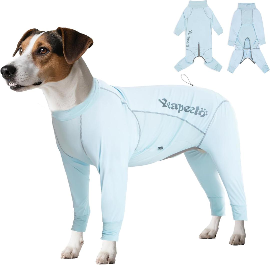 Yeapeeto Dog Sun Protection Cooling Suit UPF 50+, Quick-Dry Breathable Jumpsuit for Large & Medium Dogs, Outdoor Dirt-Resistant Shedding Control Pet Apparel (Ice Blue, X-Large)