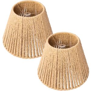 Defined Deco Small Rattan Lamp Shade Set of 2, 10 inch Boho Bell Lamp Shades for Table Lamps, Woven Lamp shade Replacement, Wall Sconces Light Cover, Rustic Lamp Shades for Wall Lamp Floor Lamp Shade