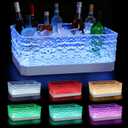 LED Light Up Plastic ice buckets for parties 15L large Clear beverage tub 7-color LED light ice buckets For Champagne Beer Cocktails Family Gathering Bar Nightclub Essential (Ice Texture)