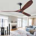 60 Inch Ceiling Fan Without Light Wood Indoor Outdoor Ceiling Fans No Light for Patios Living Room Bedroom Porch Big Ceiling Fan for Flat Sloped Ceiling(Walnut)