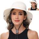 Sun Hats for Women Bucket Hat UV Protection Fishing Hat Wide Brim Safari Hats 2 in 1 Zip-Off Sun Visor Hats UPF 50+