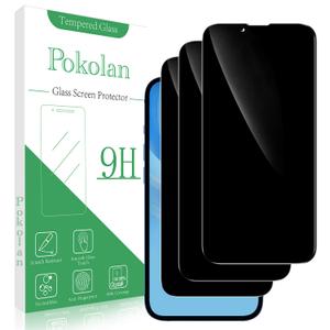 Pokolan (3-Pack Privacy Screen Protector for iPhone 13 Mini 5.4-Inch Anti Spy Tempered Glass, Full Coverage, Bubble Free, Case Friendly