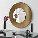 27 Inch Round Wall Vanity Mirror, Vintage Bronze Mirror Metal Frame, Anti-Rust Wall Mounted Mirror Home Decorative for Living Room, Bedroom, Bathroom, Restroom, Farmhouse