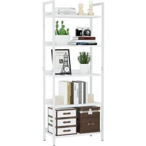 NUMENN Bookshelf, 5 Tier Bookshelves, Home Office Bookcase Shelf Storage Organizer, Free Standing Storage Shelving Unit for Bedroom, Living Room and Home Office, White