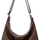 Hobo Bags for Women Foldable Vegan Leather Shoulder Handbag Slouchy Tote Crossbody Purses