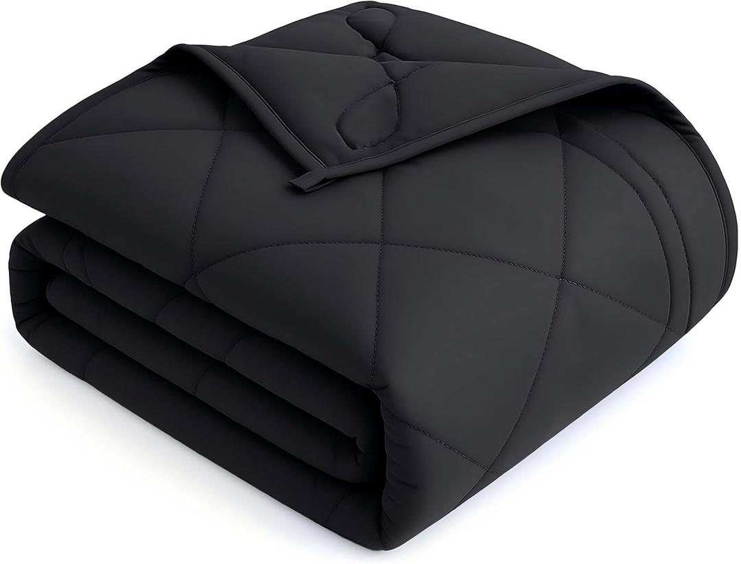 OMYSTYLE Weighted Blanket for Adults (12lbs, 48''x72'') - Twin Size Heavy Throw Blanket, Breathable and Cooling Microfiber Material with Premium Glass Bead for All Season Use, Machine Washable, Black