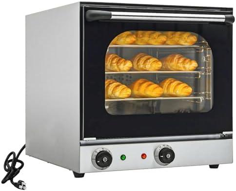 Culistra Commercial Covection Oven, 3-Tier Wiring Grids, Half-Size Electric Convection Oven Contertop, 1750W, Stainless Steel Chamber, for Catering, Bakeries, Perfect for Iftar,CSA Certified