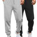 COOFANDY Men's Athletic Joggers Casual Gym Sweatpants Workout Running Track Pants with Pockets (X-Large, 2 Pack: Black/Light Grey)
