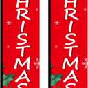 2 Pcs Merry Christmas Feather Flag 2.5 x 12 ft Christmas Feather Banner Weather-resistant Knitted Polyester Stand Signs for Businesses Advertising Xmas Outdoor Home Decor - Flag Only