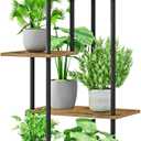 Plant Stand Indoor 6-Tier Metal Wood Plant Shelf for Multiple Flower Pots Corner Tall Flower Holders for Living Room Balcony Bedroom, Rustic Brown