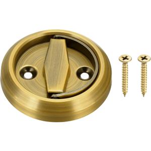 uxcell Round Recessed Pull 3" Stainless Steel Recessed Door Handle Concealed Brushed Handles Cabinet Hidden Knob for Various Modern Door Yellow 1Pcs (Inner Hole Size: 8 x 8mm)