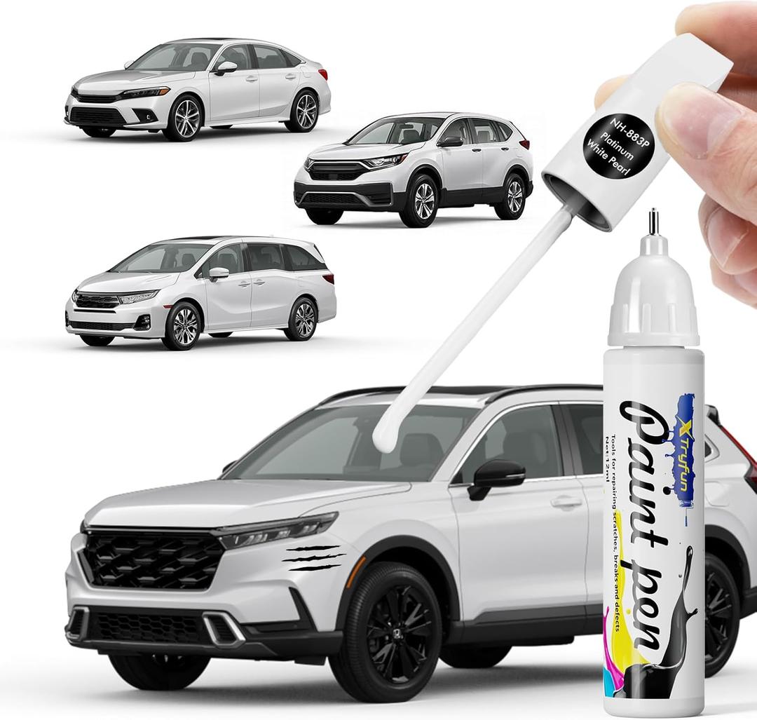 Platinum White Pearl (NH-883P) Touch Up Paint Compatible with Honda, DIY Car Paint Scratch Repair, Quick & Easy Fix Automotive Scratch Repair for Civic/CRV/Odyssey/Accord/Pilot/HRV