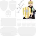 36 Pcs DIY Knight Play Set Includes Blank Cardboard Shields and Swords Color Your Own Knight Mask with Handles for Painting Gift Crafts Play Castle Activities