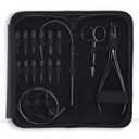 Hair Extension Tools Kit Includes 2 HoleMicro Beads Microlink Crimping Plier, 12pcs Sectioning Clips, Quick Parting Tool, Mini Scissor & C Type Needles, Loop Tool (Black)