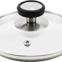 6 Inch Universal Tempered Glass Pot Lid Glass Covers for Frying Pan Wok Pot Skillet, with Insulated Handle and Silicone Dish Sponge