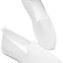 BABUDOG Women's Mesh Flats Shoes Breathable Slip on Shoes Casual Black and White Flats Comfortable Walking Shoes, Size 12