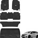 3W Floor Mats & Cargo Liner Fit for Honda Odyssey 2025-2018 Mini Passenger Van, All Weather TPE Floor Liners 1st 2nd & 3rd Rows Car Mats and Trunk Liner Odyssey Car Accessories, Black