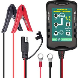 Vemote Trickle Battery Charger Maintainer, 12V / 6V Automatic Smart Battery Charger for Automotive Car Motorcycle Lawn Mower Marine Boat RV ATVs Sealed Lead Acid Battery
