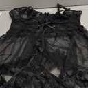 Foxiny Sexy Ruffle Floral Skirt Underwire Mesh Sheer Lace Babydoll Lingerie Dress with Thong 2 Piece 2 XL