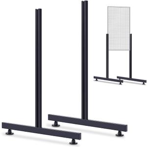 Yaocom Set of 2 Pairs Slide-on Grid Legs T Base Rectangular Tube T-Shape Grid Wall Panel Legs, No Hardware Needed(Black,17.7 x 24 Inch)