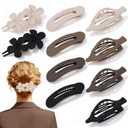 Slevaty 12 Pcs Flat Hair Clips for Women, 3 Styles Matte Flower Hair Clips and Flat Clips, Big and Small Neutral Colors Non-slip Flat Claw Clips Thin Thick Curly Straight Hair Accessories