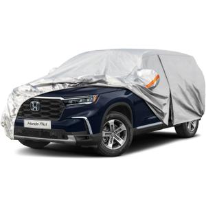 Kayme 6 Layers SUV Car Cover Custom Fit for Honda Pilot (2008-2025) Waterproof All Weather for Automobiles, Outdoor Full Cover Rain Sun UV Protection.Silver