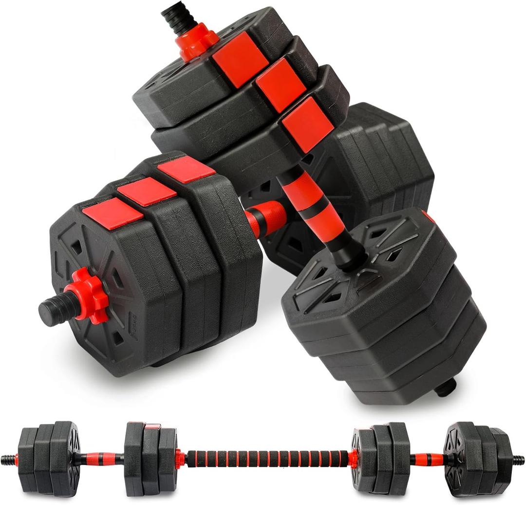 Adjustable Weights Dumbbells Set, 44Lbs 3 in 1 Adjustable Weights Dumbbells Barbell Set, Home Fitness Weight Set Gym Workout Exercise Training with Connecting Rod for Men Women Fitness, Strength-Building