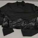 MakeMeChic Women's Faux Leather Mock Neck Long Sleeve Tee Shirts Party Crop Tops, L
