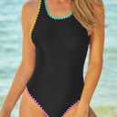 Herseas One Piece Swimsuit Women Slimming Tummy Control Bathing Suit Crisscross Back Athletic Modest Swim Suit 2026 (Black, XXL)