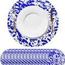 uxcell 16Pcs Blue Disposable Round Placemats, 33cm/13 Metallic Glitters Foil Thin Mesh Table Mats Pressed Foil Table Doilies Decor for Party Weddings Christmas Thanksgiving
