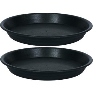2 Pack of 18 19 inch Plant Saucer, Large Deep Plastic Flower Planter Saucers and Drip Trays for Indoors Outdoors, Heavy Durable Plant Plate Water Catcher, Tray for Planter 15-19" (18", Black)